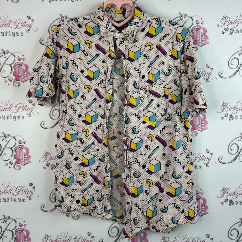 Super massive button up dotted maccoroni   Geometric Patterned Men's Shirt